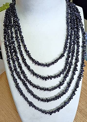 Collier en spinelle noire gemme naturelle et dolomite véritable