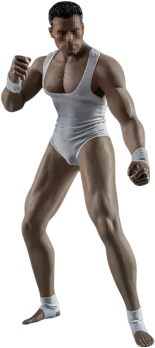 1/6 Scale Muscular Male Body 12inch JIAOU Doll Black Skin Flexible Seamless Strong Action Figure Doll Miniature Figure Body Without Head Sculpt