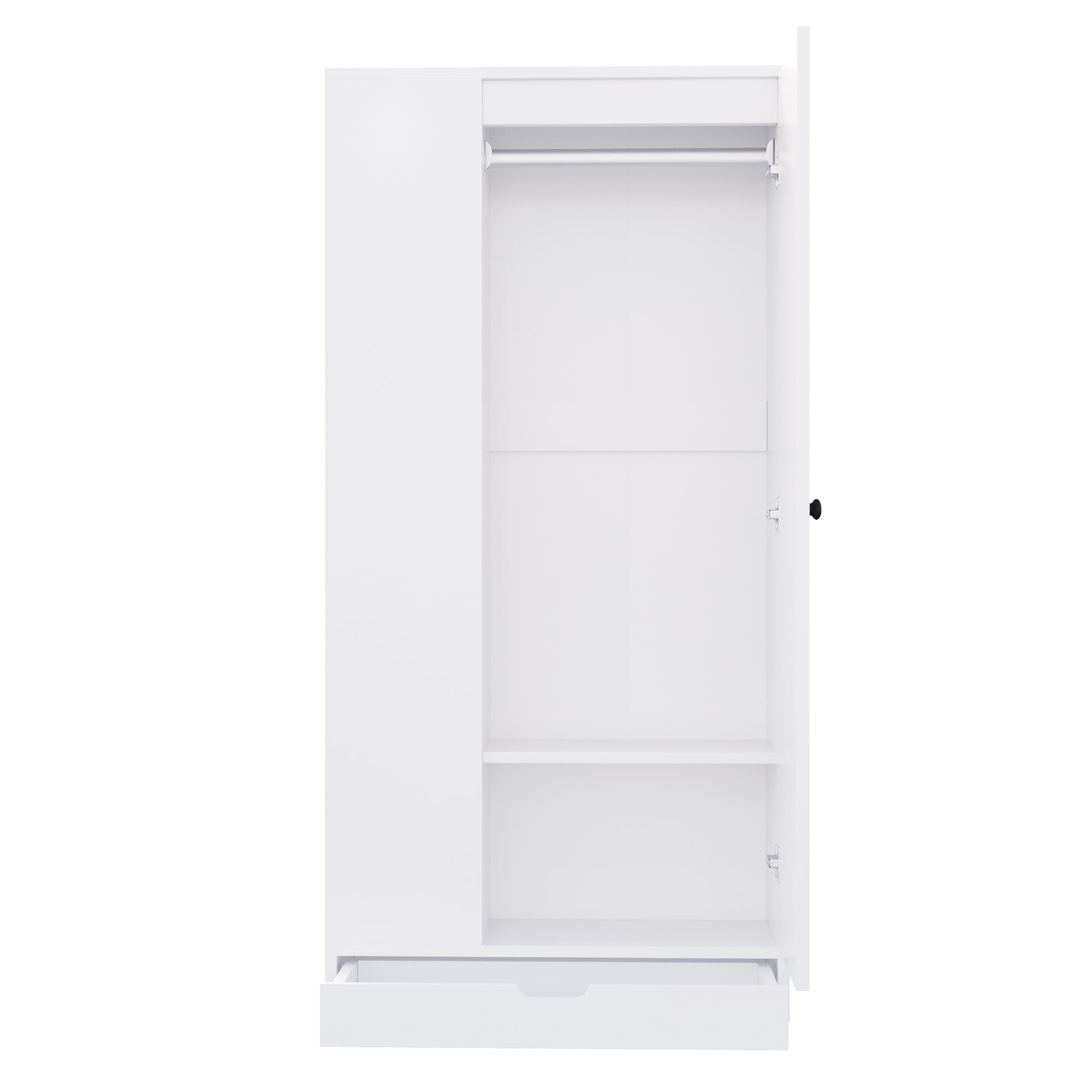 Moimhear Armadio 70 x 40 x 170 cm, versione singola con ripiani e cassetti, puro, adatto per camera da letto (bianco)