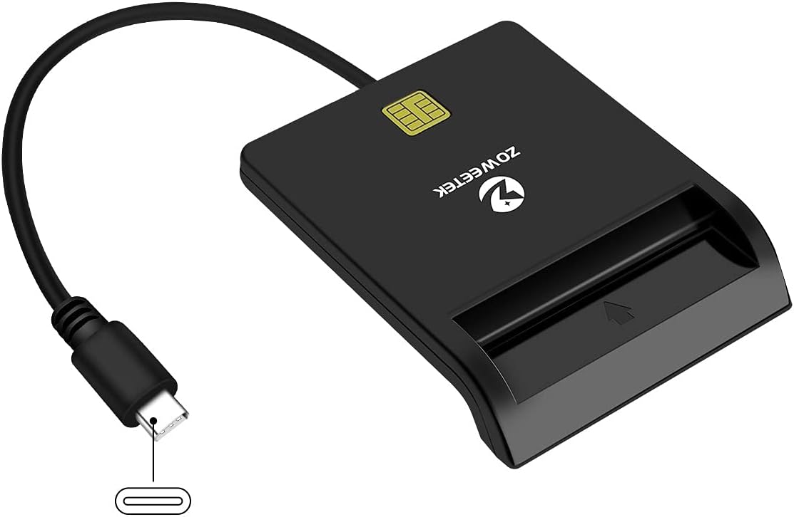 ZOWEETEK Type C CAC Reader, Smart Card Reader DOD Military USB Common Access CAC, Compatible with Windows, Mac OS