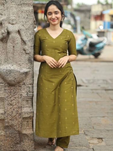 Image of ANNI Designer Women's Cotton Blend Printed Straight Kurta with Pant | Co-ord Set for Women Stylish Matching Outfit | Designer Kurti Bottom Set Women's Ethnic Clothing