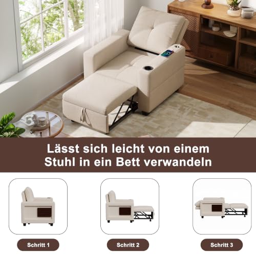 Sofá plegable con respaldo ajustable beige de 179 x 58 cm 5