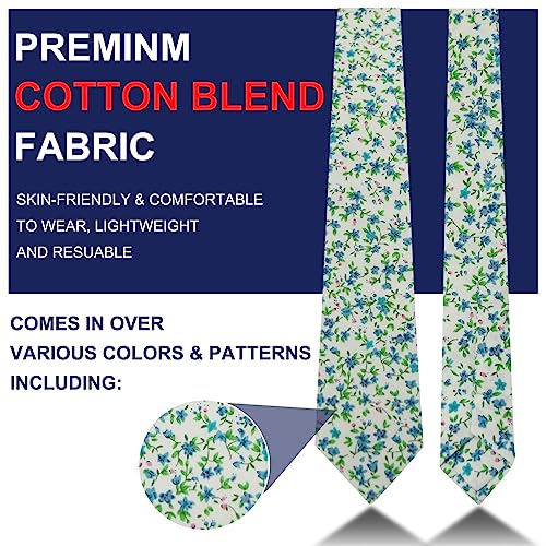 Image of Mantieqingway Floral Ties for Men Skinny Cotton Tie Flower Necktie