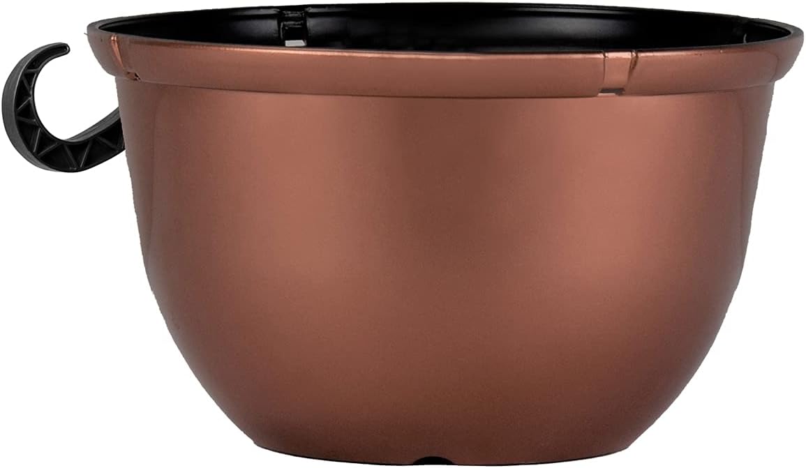 The HC Companies 11 Inch Hanging Metallic Planter - Round Hanging Basket for Indoor Outdoor Plants, Copper (Pack of 2)