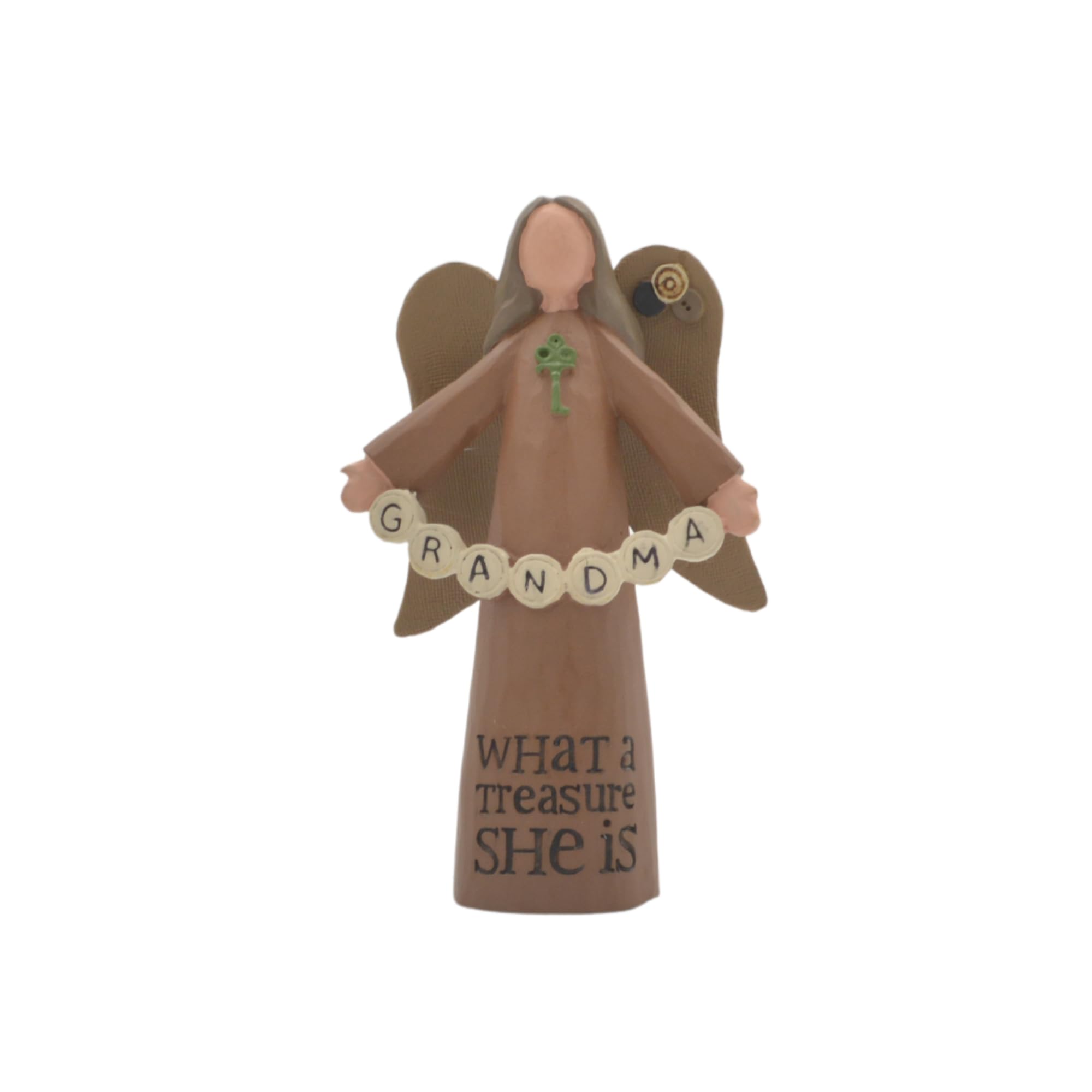 Feather & Grace Angel Holding Sign Hand Painted Decorative Figurine Resin with What a Treasure She Is Message | Decortation for Living Room, Bookshelf, Desk Gift for Family, Grandma & Mother's Day