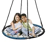 ZXXL Balançoire Nid D'oiseau Jardin Balançoire Toile D'araignée 100cm, Balançoires d'arbre de Soucoupe Ronde Portable pour Extérieur/arrière-Cour/Enfants/Adultes, Cordes de Suspension Réglables