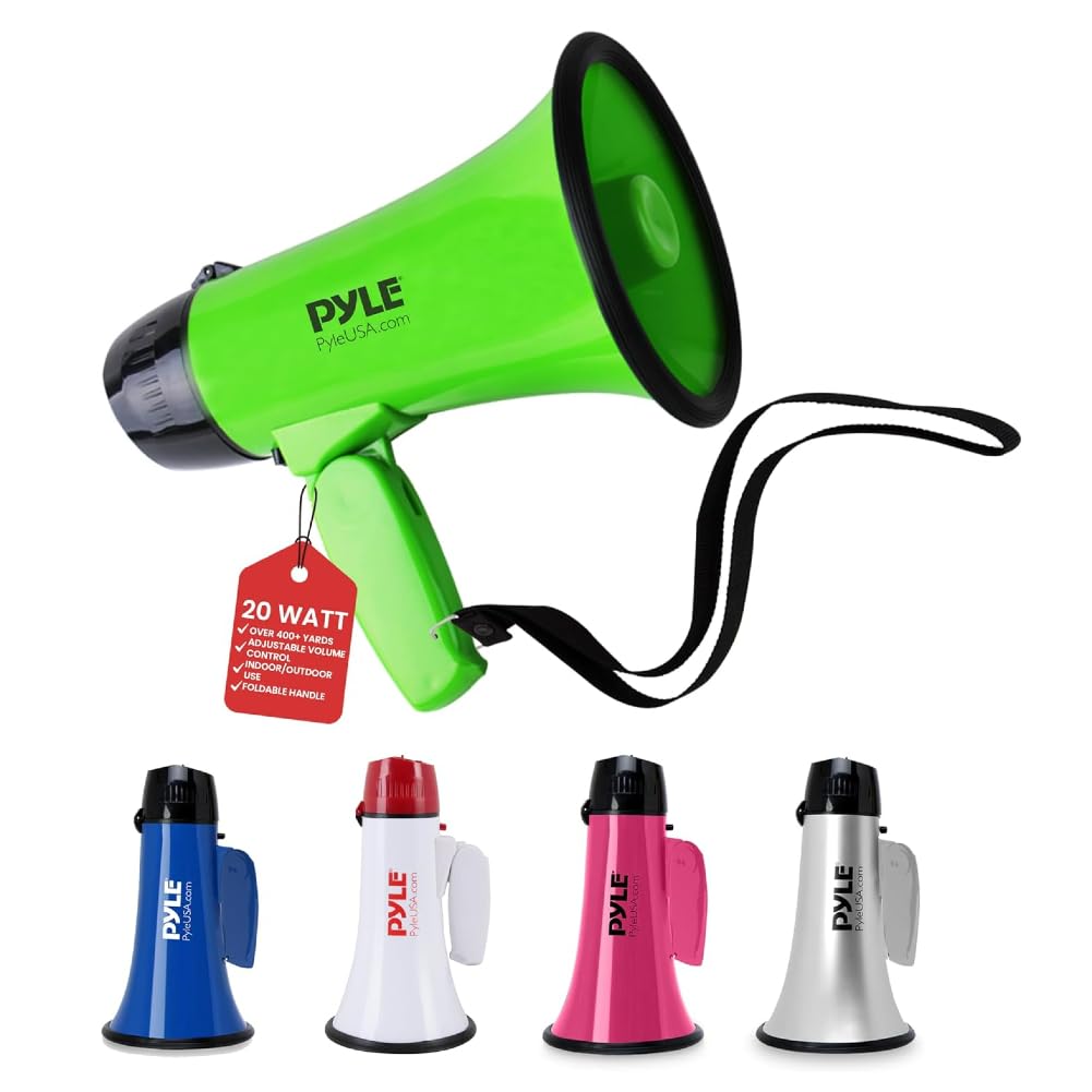 GK SOUND 1 PMP22GR megafono Verde 20 Watt Max Fino a 350 Metri con Sirena incorporata per Uso Interno ed Esterno, 1 Pezzo