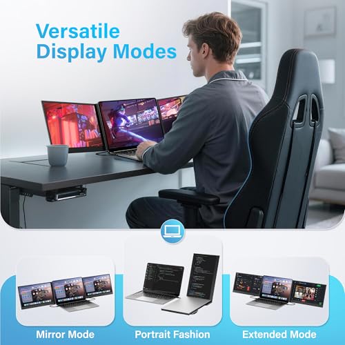 Image of 15.6 inch Laptop Screen Extender New Upgraded Ultra-Thin & Light, Triple Portable Monitor 1080P FHD IPS, USB-C /HDMI Plug & Play for 13-17.3 inch Laptop, Travel Monitor Extender for Windows /Mac /Chrome