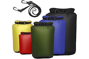 5 Pack Waterproof Dry Sacks, Lightweight Outdoor Dry Bags with Shoulder Strap