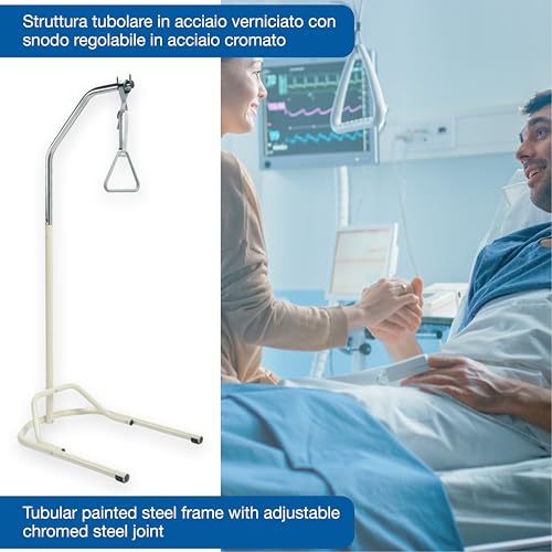 GIMA Vaimas - Bettgalgen, Rohrstuktur aus Stahl mit verstellbarem Gelenk und mit 3 Höhenverstellungen, 27645