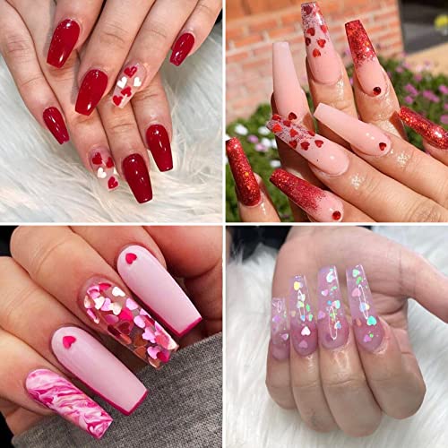 Whaline 6Pcs Valentine's Day Nail Art Plates with 1 Box Valentine's Day Nail Glitter Heart Patterns Stamping Plates Square Rectangular Image Stamp Templates Stamping Kit for DIY Nail Art Decoration - Image 7