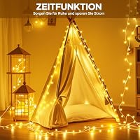 200 LED Lichterkette Strombetrieben,27M Lichterkette Kugel warmweiß mit Stecker für Außen und Innen,IP44 Wasserdicht Lichterketten mit Dimmbar Fernbedienung,Ideal für Zimmer,Weihnachten,Party,Garten – Ansicht 5