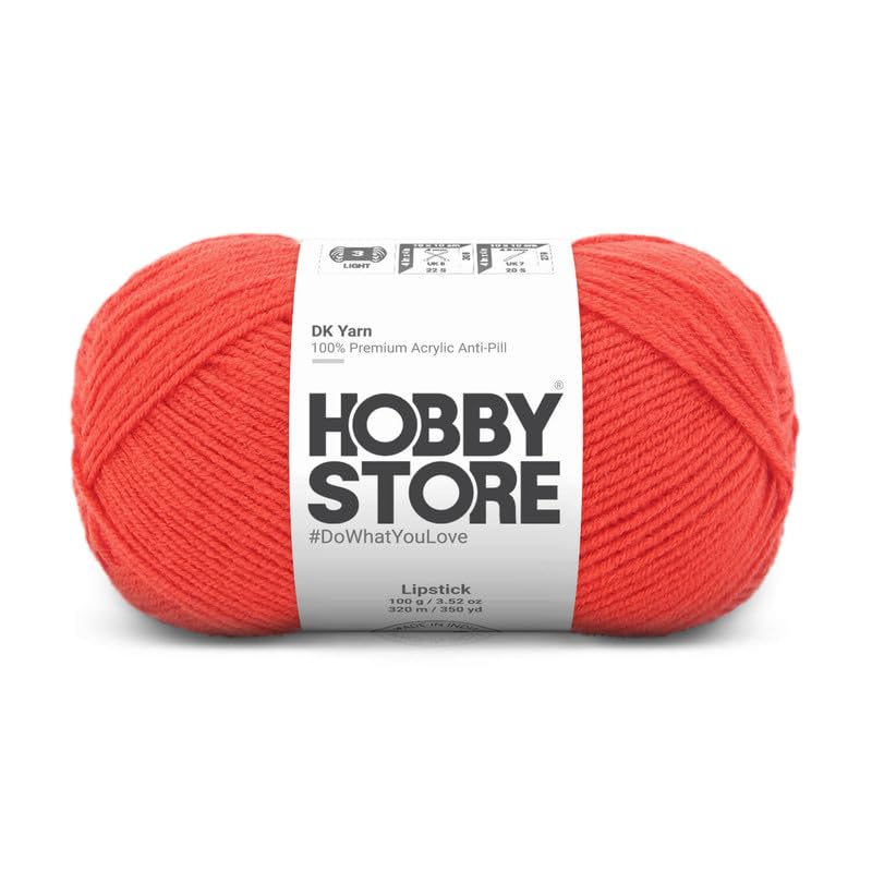 Image of DK Solid Yarn - Anti-Pill Acrylic Solid DK Yarn for Crochet & Knitting Everyday Essentials (1 ball /100 g) - Lipstick 1246 | Magic Needles