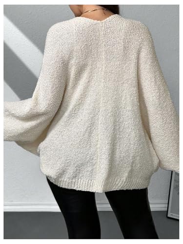 Verdusa Women's Plus Size Twist Knot Oversized Sweaters V Neck Long Sleeve Pullover Tops2