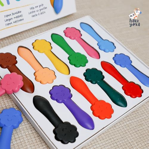 Haku Yoka Smile Crayons, 12 Colours, Mess Free, Super Durable and Easy to Grip Crayons for Ages 2 years+ - Image 2