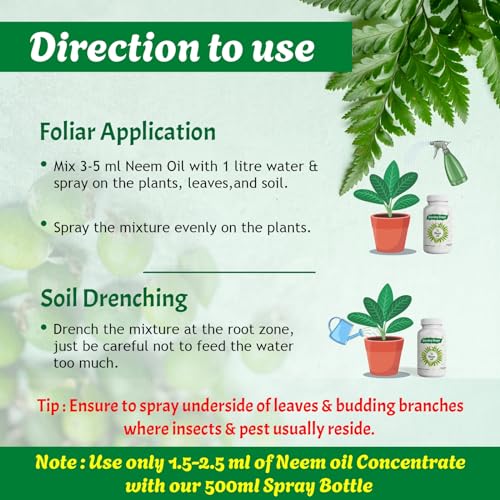 Image of Garden Genie Cold Pressed Water Soluble Neem Oil for Spray on Plants, Neem Oil for Plant to Control Insects, Pests and Fungus in Garden, 500 ml (Pack of 2-250 ml)