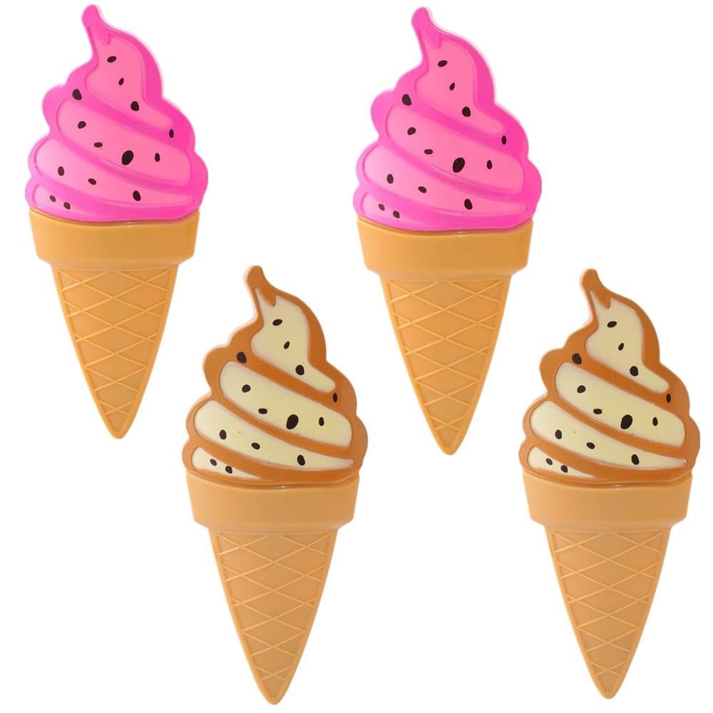 TRIXES 4PC Novelty Ice Cream Beach Towel Pegs – Secure Sun Lounger Travel Clips Indoor & Outdoor Use – Jumbo Clip for the Beach, Garden, Pool, Sun Bed or Deck Chair
