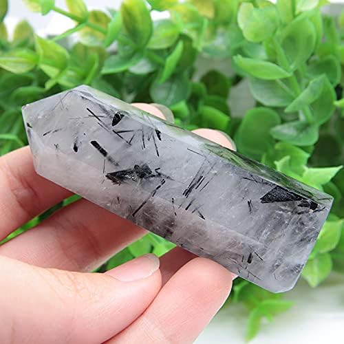 Miniatura 6 de Acxico 1 unids 2.8-3.1 in Natural Turmalina Negro Cabello Cuarzo Cristal Hexagonal Punta Varita Curación Reiki