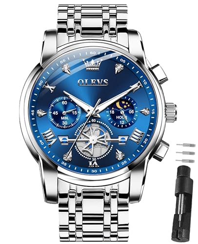 Image of OLEVS Watches for Men Dress Chronograph Luxury Stainless Steel Big Face