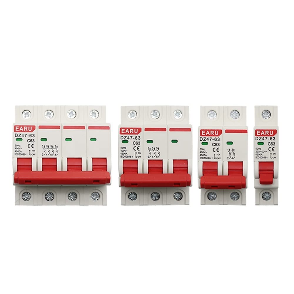 Salvavita Riarmo Automatico 1 Pz 1-4 Poli 3A/6A/10A/16A/20A/32A/40A/50A/63A 400V Tipo C Mini Circuit Breaker MCB 35mm Rail Mount capacità di Rottura 6KA Differenziale Riarmo Automatico(4,50A)