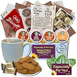 Coffee Mug Gift Set for Women Men Basket Box Care Package with Sampler CoffeePods, Cookies, and Candy Thinking of You Get Well Soon Happy Birthday Ideas For Mother’s Father’s Family Best Friend and Boss