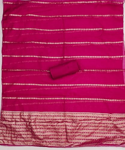 Image of Women's Shimmer Silk Embroidery Work Unstitched Dress Material