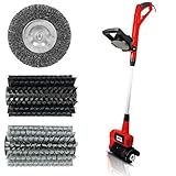Grizzly Tools Elektro Universal-Reinigungsbürste ERB 550 3U - Multireiniger für Stein, Terrassen, Fugen - Fugenbürste gegen Unkraut im Set mit 3 Bürsten