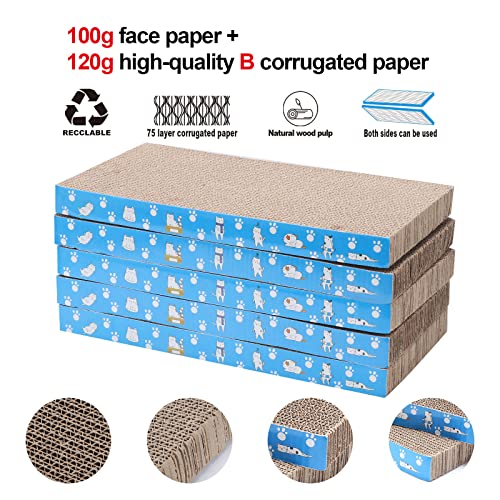 Image of 5 Packs in 1 Cat Scratch Pad, Cat Scratcher Cardboard,Reversible,Durable Recyclable Cardboard, Premium Scratch, Suitable for Cats to Rest, Grind Claws and Play