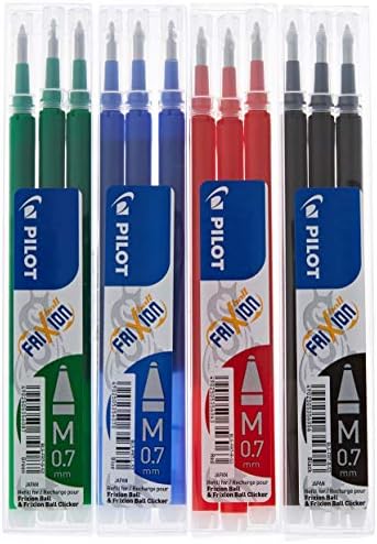 Pilot Frixion Ball Rollerball Pen - 4 Refills Sets of 3 (1 Assorted)