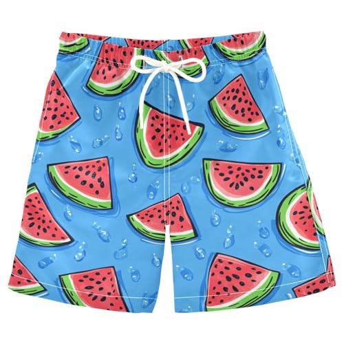 Jucciaco Boys Beach Board Shorts Blue Watermelon Fruit Swim Trunk Teen Swimwear