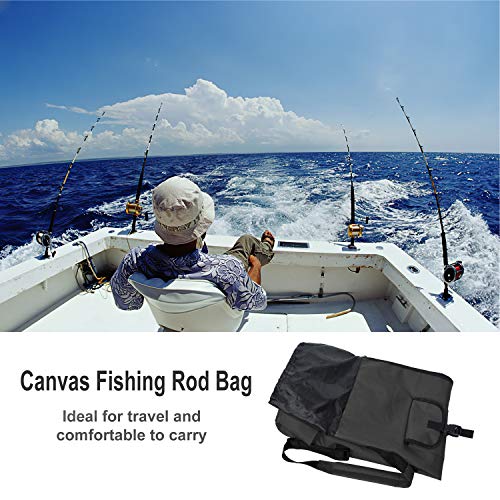 LEADALLWAY Portable Fishing Rod Case - Durable Folding Oxford Fabric Tackle Carry Bag - Multifunction, Large Capacity, Waterproof - Holds 5 Poles