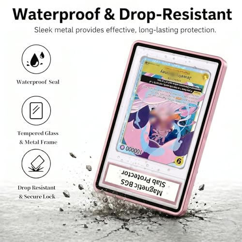 Matlir Magnetic BGS Slab Protector - UV Protection Tempered Glass & Aluminum Metal Bumper for 35PT Beckett Graded Cards, 9-Point Secure Lock Display Guard with Padding Stickers for Stability (Pink) by Matlir - Used condition - Image 5