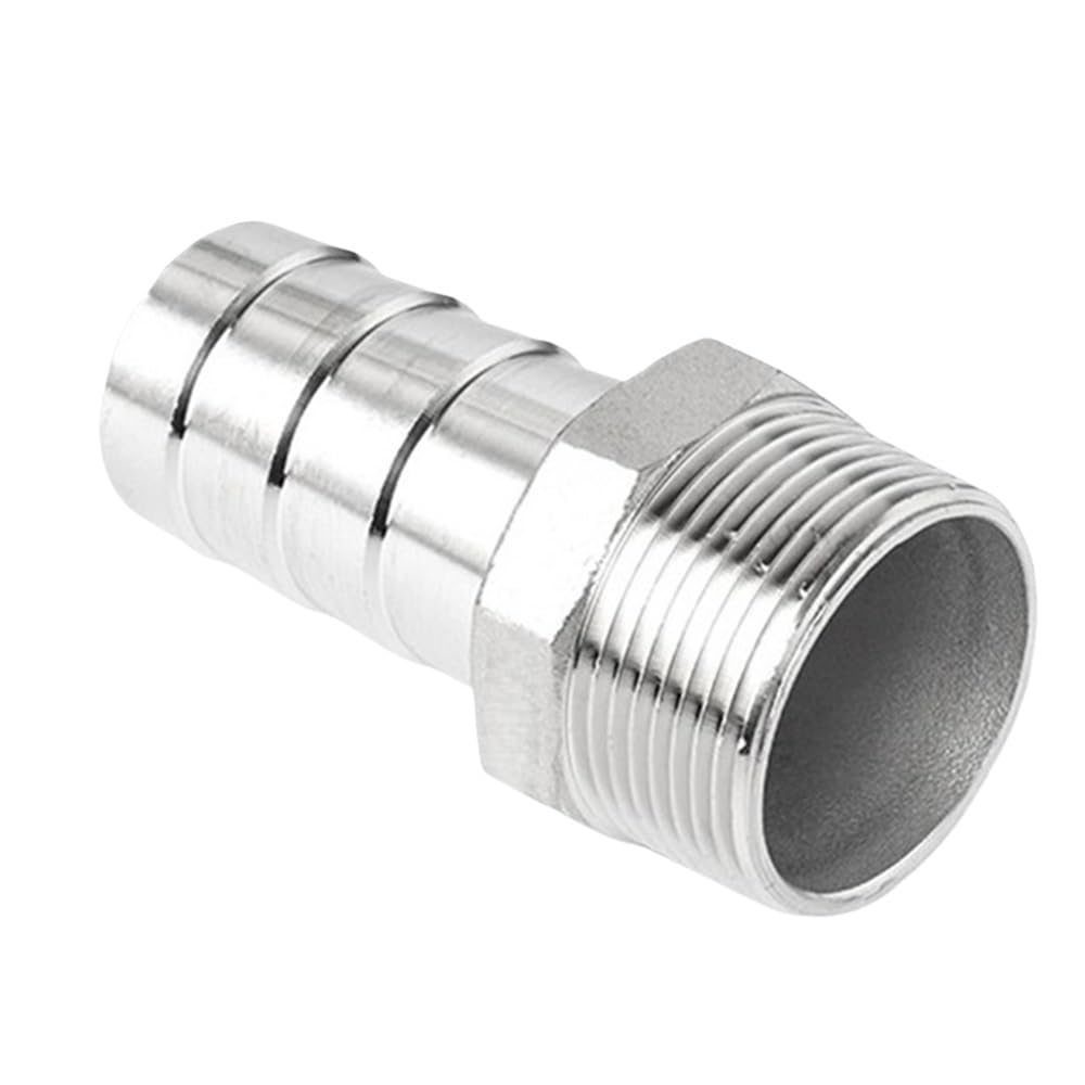 1piece Pagoda Tail 304 Stainless Steel Pipe Fitting, Male Thread to Hose Barb Coupler for Aquarium Setups(13MM*1/2INCH)