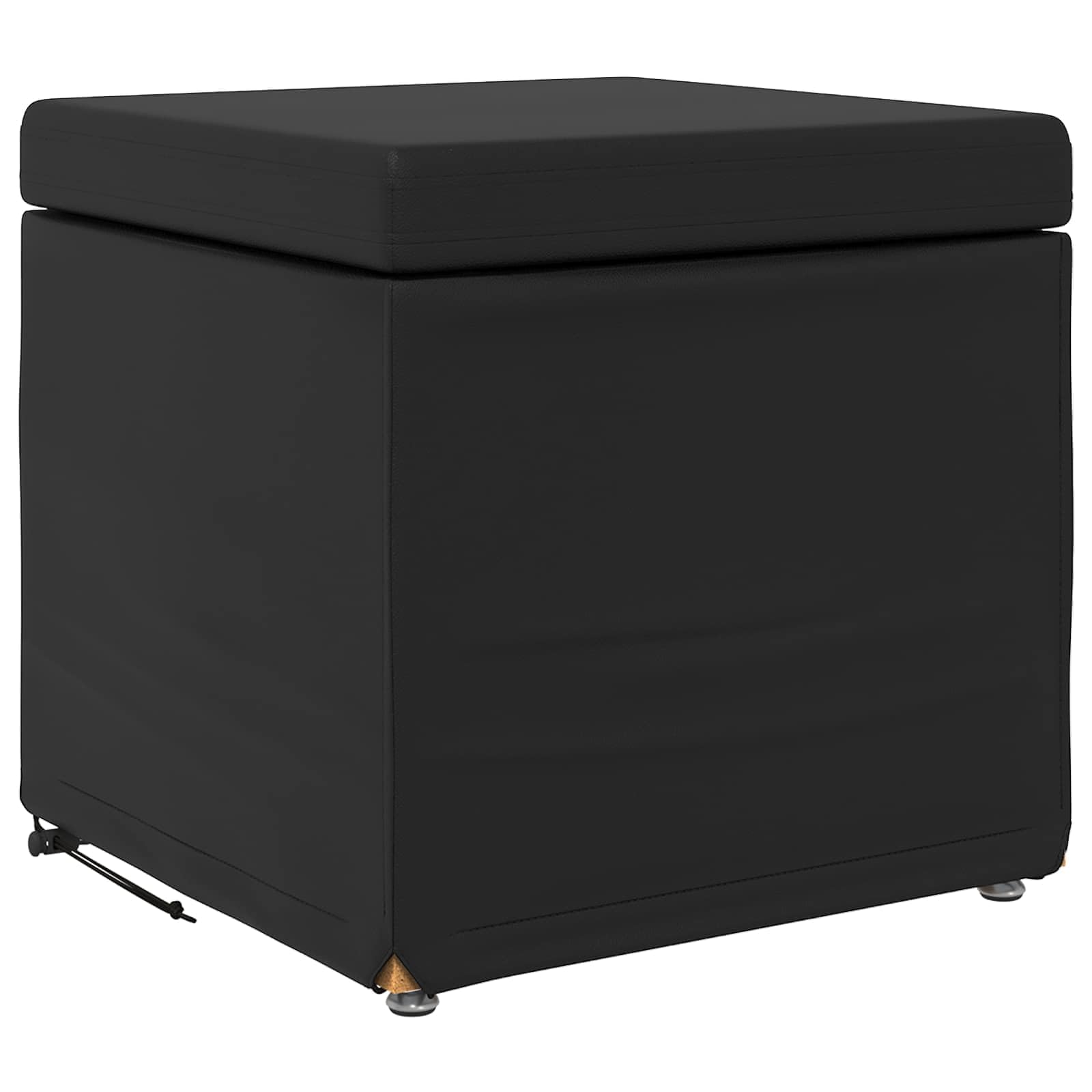 vidaXL Halka Czarny Skóra ekologiczna i drewno inżynieryjne, Nowoczesny, trwały, kompaktowy stołek do kuchni, stylowy design, wygodne siedzenie, minimalistyczne meble