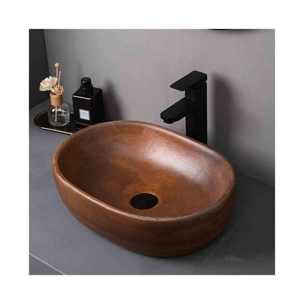 XPSHP25112 bathroom basin Vintage Countertop Basin Oval Washbasin Household Bathroom with Accessories for Cloakroom