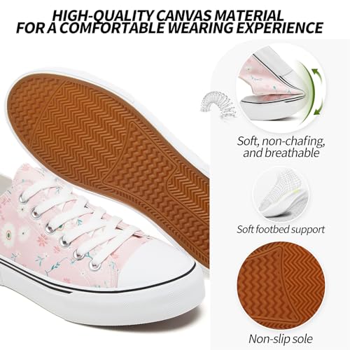 Image of Adokoo Canvas Tennis Shoes for Women Low Top Casual White Black Sneakers for Women Lace Up Fashion Comfortable Walking Shoes