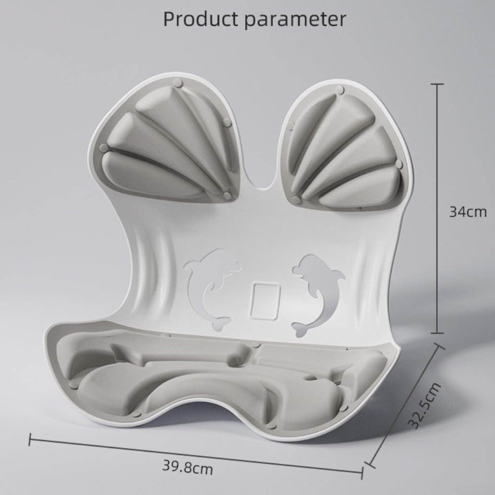 Cuscino di supporto lombare in memory foam, ergonomico, a quattro zone, rimovibile, lavabile, correttore posturale ortopedico, traspirante, per sedia da ufficio, auto, casa, sollievo (grigio