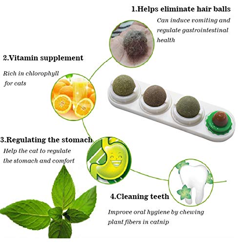 Malier Catnip Toy for Cats, Catnip Edible Balls Natural Rotatable Licking Treats Toys for Cats Kitten Kitty
