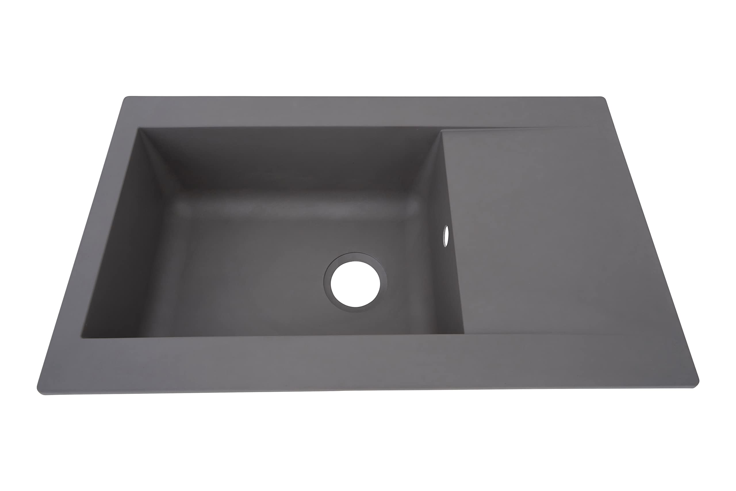 Respekta fregadero de cocina Denver de mineralita en gris cemento/Fregadero empotrable de 1 cubeta en 86 x 50 cm/Lavabo adecuado para armarios inferiores de 60 cm de ancho
