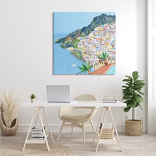 Image of 'Positano Cliffside Coastal City Architecture'| Canvas Art | Stupell Industries | 36 x 36 Inches, Easy to Hang and Sturdy, Made in USA, by Carla Daly