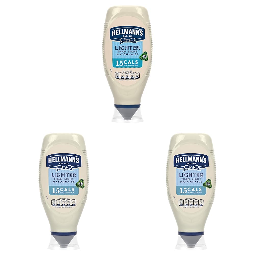 Hellmann'sLighter than Light Mayonnaise 100% recycled plastic bottle light mayo for sandwiches, wraps, and salads 750 ml (Pack of 3)