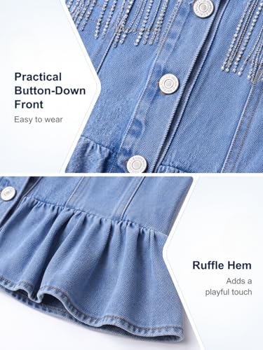 Image of WELAKEN Girls Denim Jackets - Trendy Button-Up Outerwear for Kids
