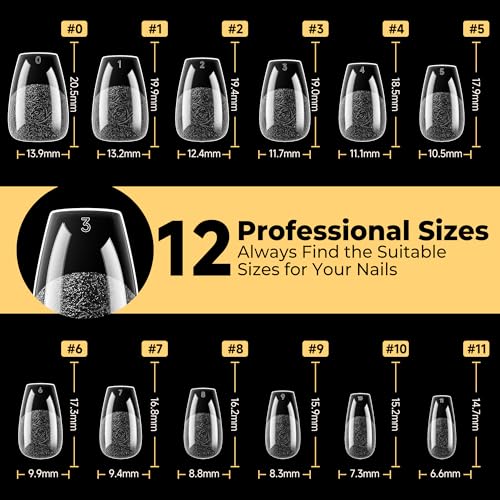 Image of UNA GELLA 600Pcs Short Coffin Nail Tips, Short Coffin Gel Nails Tips Pre Etched 12 Sizes Soft Gel Fake Nails Tips Pre-file Full Cover for Nail Extension Home DIY Salon with Box