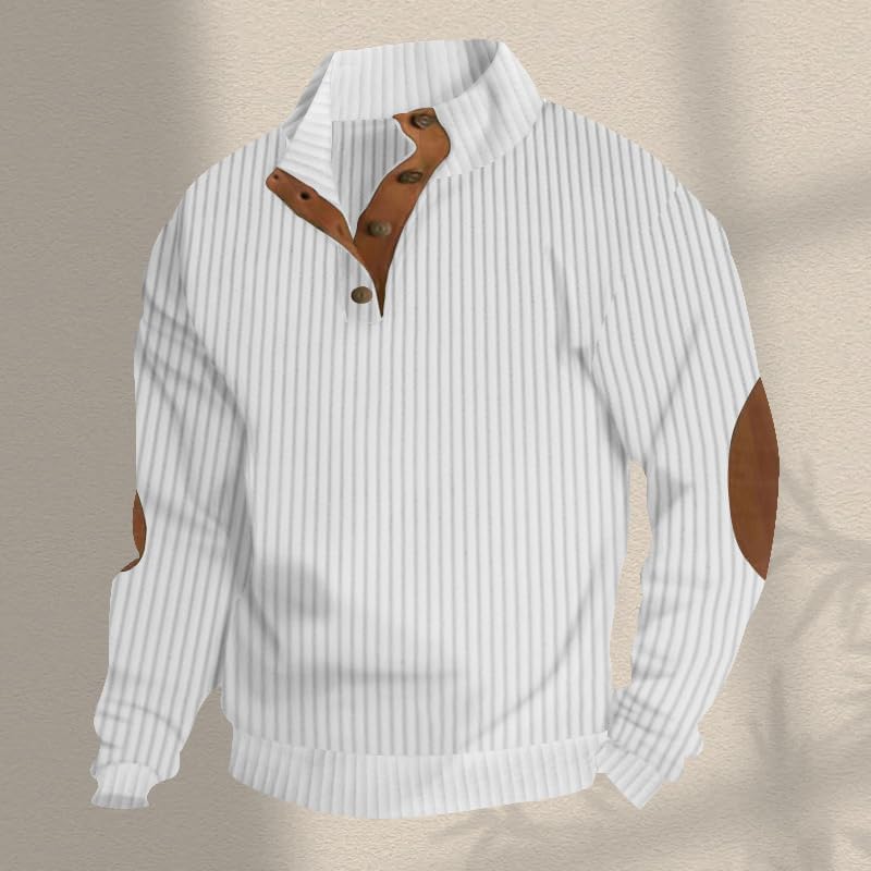Sweatshirts for Men Vintage Stand Collar Henley Button Neck Casual Long Sleeve Polo Shirts Mens Pullover Sweatshirt