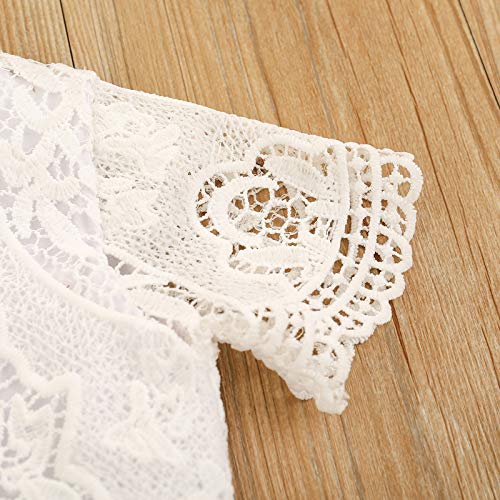 Newborn Infant Baby Girl Lace Princess Romper Tutu Dress Embroidered Short Sleeve Bodysuit Jumpsuit Summer Clothes (Beige, 0-3 Months) #TOP3
