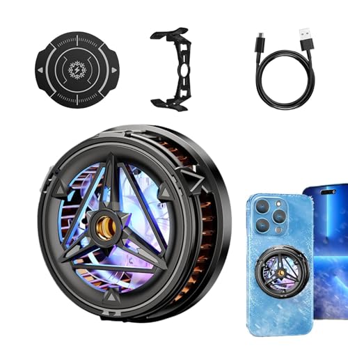 Enfriador de Teléfono - Accesorio Recargable con Ventilador Semiconductor,Enfriador Móvil con Pantalla de Temperatura y Luz,para Transmisión de Juegos Móviles, Vlogging Exterior, Hogar,
