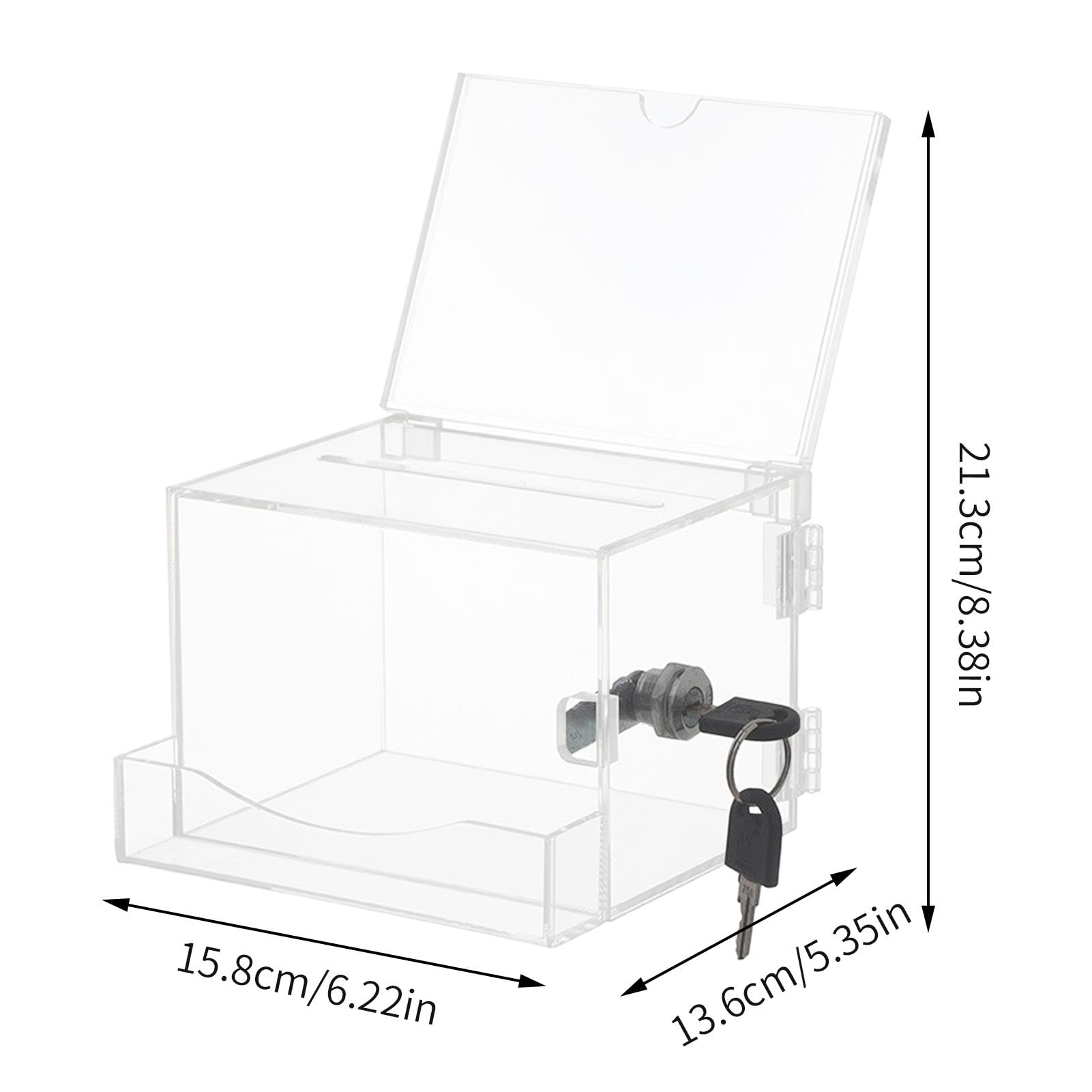 Boîte De Dons En Acrylique, Boîte à Dons Verrouillable, Urne Électorale Transparente Avec Serrure à Clé, Tirelire Transparente, Avec Autocollant, Pour