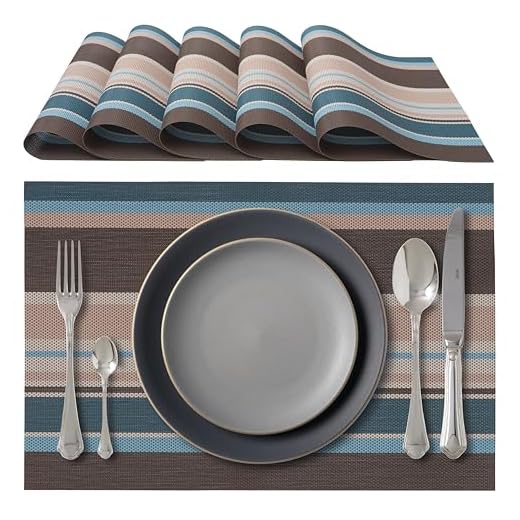 IPEA Tovagliette Americane Eleganti 45 x 30 cm per Cena, Pranzo, Colazione - 6 Unità - Tovaglietta Lavabile, Resistente al Calore, Antiscivolo, Antimacchia per Tavolo della Cucina e Sala - A Strisce