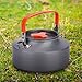 equlup Aluminum Teapot, 1.1L Coffee Tea Pot Kettle Portable Aluminum Water Pot Short Spout Design with Carrying Bag for Camping Hiking Kitchen (Orange Handle)