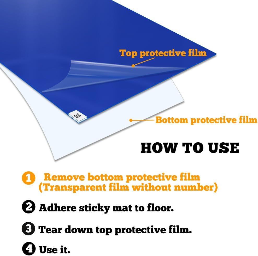 SATECH Sticky/Tacky/Adhesive Mat 26" x 45" Gray (Case of 4 Mats,30 Sheets Each) for Cleanroom Laboratory Hospital Construction Pets, Grey